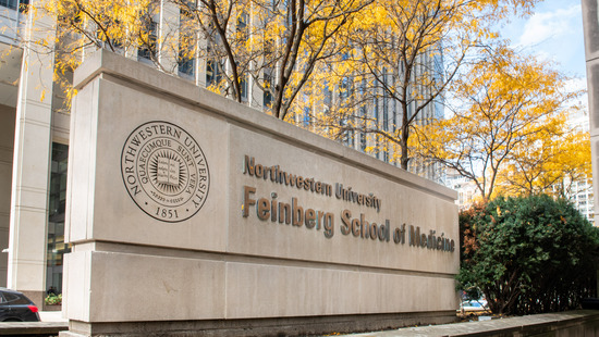 Feinberg School of Medicine sign on campus