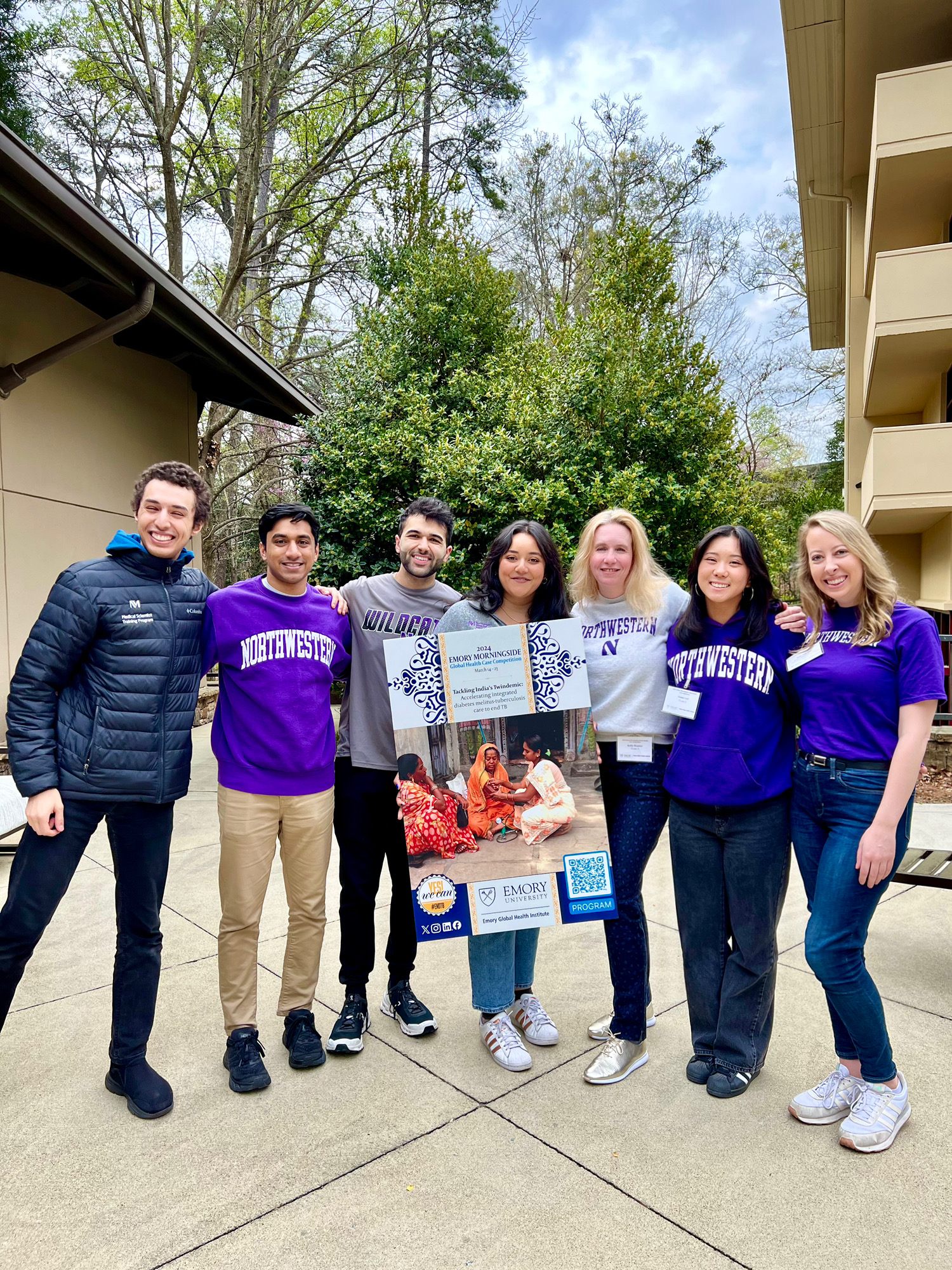 2024 Emory Morningside Global Health Case Competition team standing next to each other wearing Northwestern sweatshirts