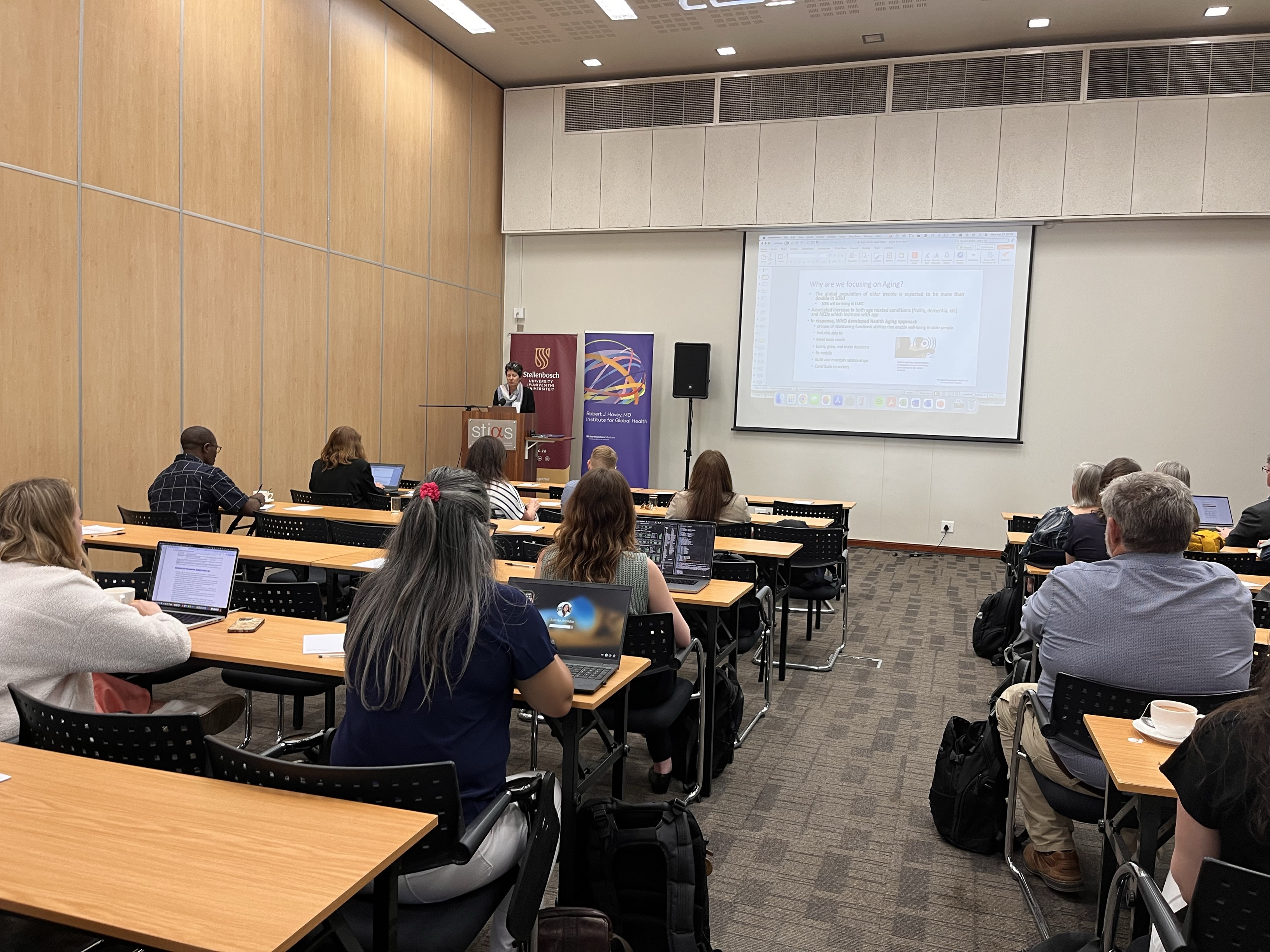 Lisa Hirschhorn, MD, MPH presenting at the SU/NU Hub in Stellenbosch, South Africa